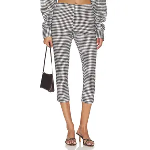 AEXAE x REVOLVE Linen Capri Pant in Black & White Gingham