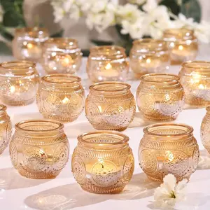 Sunflower Ball Candle Holders, Ion-Plated Glass Set of 6/12/24, Romantic Table Centerpiece, Wedding, Valentine's Day, Christmas Gift