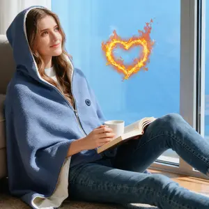 Premium Heated Blanket Shawl with Hood Electric Throw Cape 3 Heat Levels Machine Washable Ultimate Cozy Gift for Winter Cozy Night Christmas Valentine's Day for Her Office Lady Luxury Plush Wearable Wrap