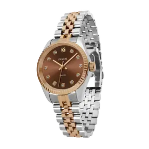 PASCAL Diamond Classic Watch for Women & Men 31mm & 36mm Swiss Quartz Stainless Steel Waterproof Luxury Wrist Watch with Lab-Grown Diamonds