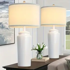 New Ceramic Table Lamps Farmhouse White Bedside Lamps Modern Indoor lighting