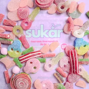 Sukar Ultimate Sweet & Sour Mix Gummy Candy (Without Bubs) - Sweet Sour Snack Chewy Variety Bag 3/4 lb Beg