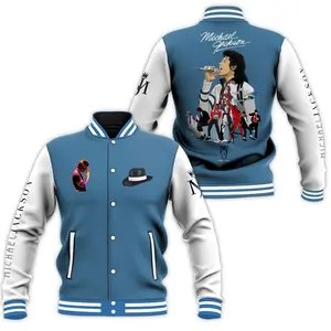 MJ The King The Legend Baseball Jacket, Baseball Varsity Jacket, Sporty Streetwear Look, Everyday Casual Jacket