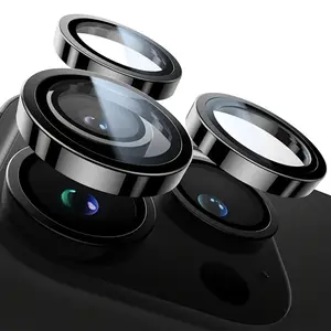 iPhone  17 16 15 14 13 12 11 Pro Max Plus Rear Camera Lens Protector, Round Glass Separated Lenses, Metal Ring Full Coverage Protection Film
