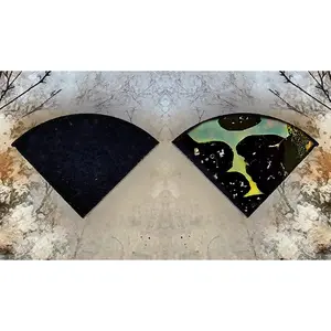 Feminine Fan DIY Glass Pendant Base [Black or Clear] 90 COE Fusible Precut Bullseye Glass Shapes