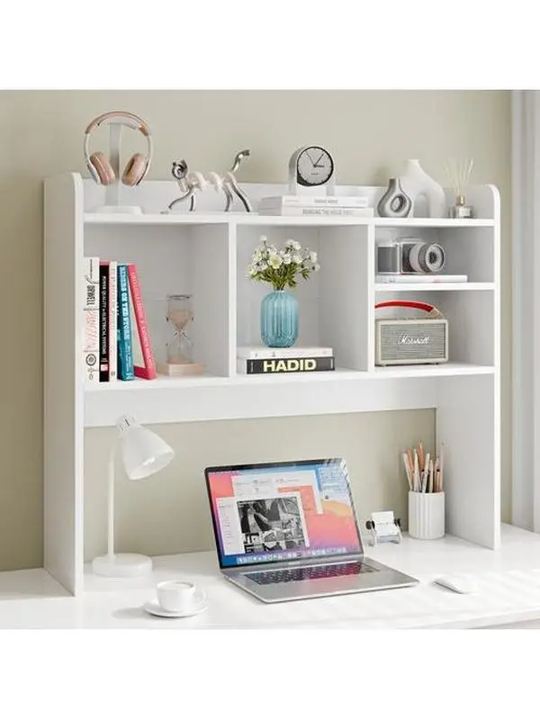 Zeny White Stable Desktop Storage Bookshelf Rack - College Dorm & Home Office Computer Desk Organizer with Reinforced Bar, Anti-Tip Kit, 37*9.5*32 in, 143 lbs Capacity, Assembly Required