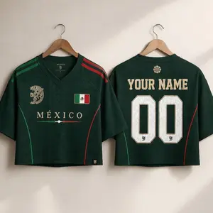 Custom National Team Inspired Soccer Crop Top, Personalized Name Number Jersey, Football Fan Gift for Women