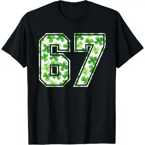 Men's St. Patrick's Day, lucky charm, shamrock pattern Graphic T-Shirt - Short Sleeve Crew Neck Regular Fit Casual Wear | Soft & Breathable Fabric, Durable Print, Everyday Comfort, Machine Washable