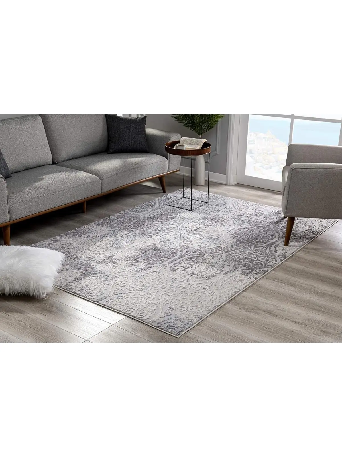 HomeRoots 393563 8x11 ft. Cream & Gray Tinted Ogee Pattern Area Rug - Elegant Home Decor Piece for Living Room Decor, Versatile Rug Style for Room Decoration, Elegant Rug, Home Decorative Rugs