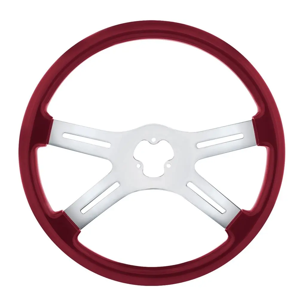 18" Candy Red 4 Spoke Steering Wheel Fits Kenworth, Peterbilt, Freightliner
