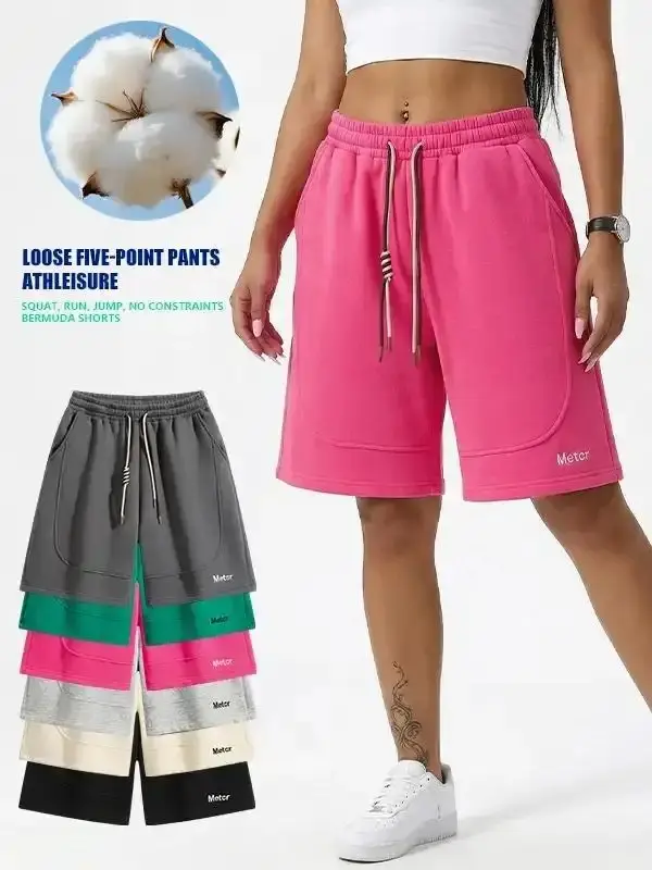 Chic Womens Casual Straight Bermuda Shorts with Fleece Lined, High Waist Wide Leg Basic Baggy Sweat for Girls, Fashion Loose Fit Lounge Comfy Joggers Gym Womenwear, tailored comfort, easy movement, modern proportion