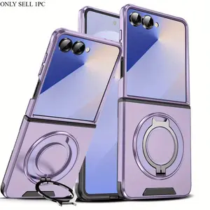 Protective Case for Galaxy Z Flip 6 And 7 Featuring a Magnetic 360-Degree Rotating Bracket, Designed for Samsung Z Flip 6 And 7, with a Ring Holder And Hard