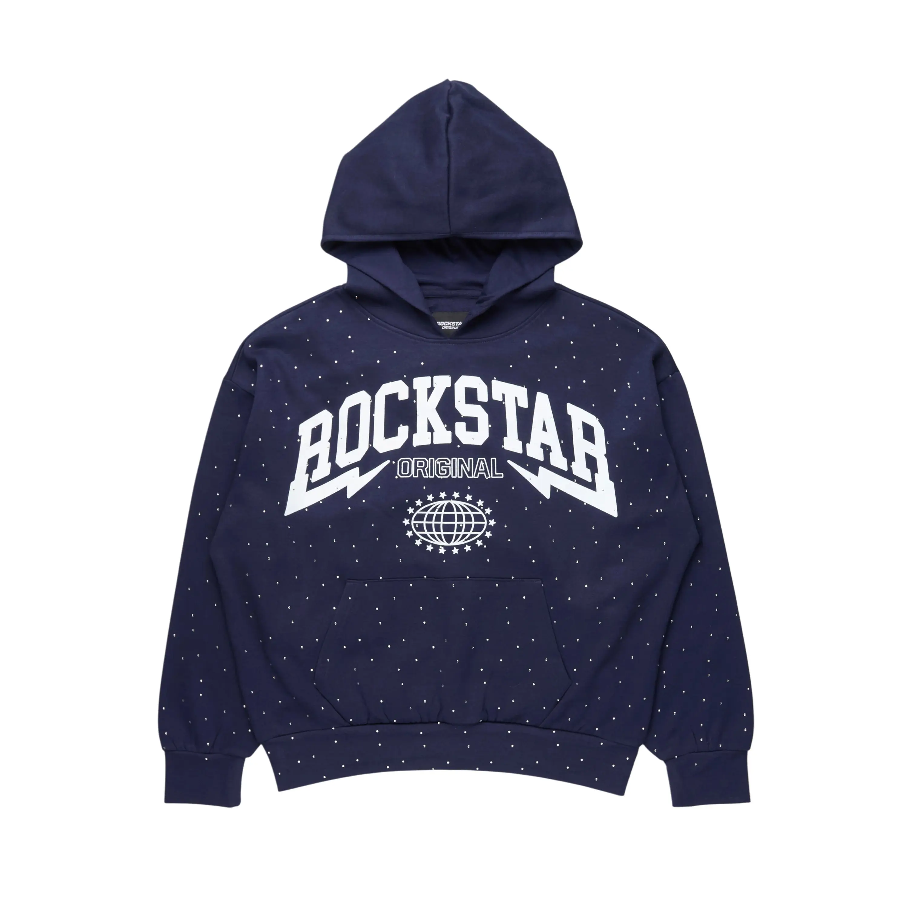 Stori Navy Rhinestone Graphic Hoodie