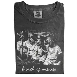 Comfort Colors Bunch of Weenies Dachshund Baseball T-Shirt, Vintage 90s Funny Weiner Dog Graphic Tee, Unisex Fit Design, Gift for Men and Women