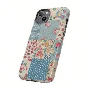 Floral Patchwork Pattern Film Phone Case For IPhone 16/15/14/13/12 Pro Max 14 15 16 Plus 11 Thickened Double Layer TPU + PC 2-In-1 Shockproof And Drop Protective Case, Provides Solid Protection, Perfect Birthday Gift For Compatible with Samsung Galaxy S25