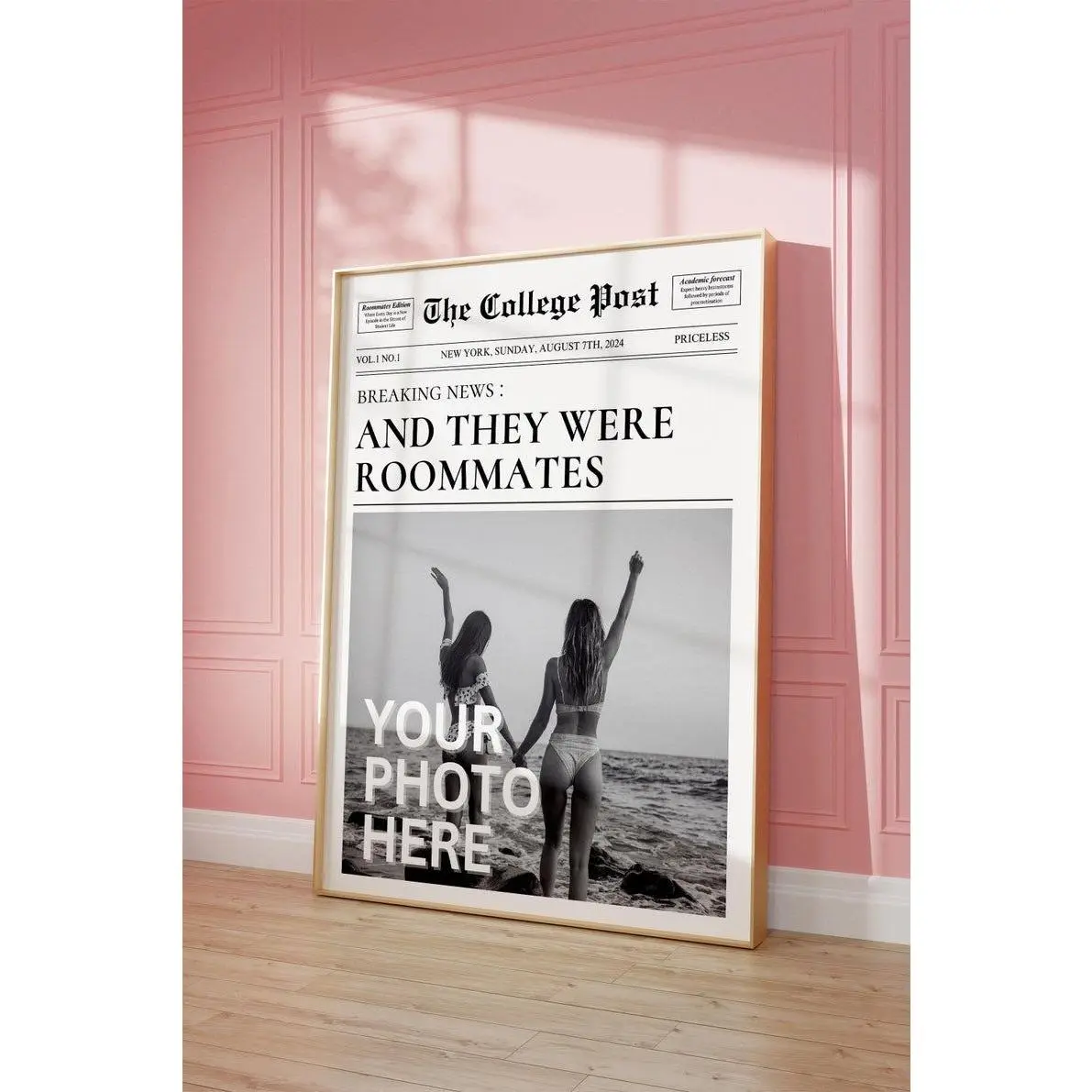 Custom Newspaper Print, Personalized New York Times Wall Art, Retro Magazine Headline, Roommate Decor - [No Frame]