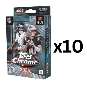 1236 NFL FOOTBALL: HANGERS ARE BANGERS! 2025 TOPPS CHROME FOOTBALL HANGER BOXES (10) - CHASE AUTOGRAPHS / RELICS / NUMBERS