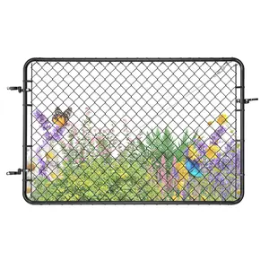 VEVOR Chain Link Fence Gate, 72 x 48 in, Adjustable Chain Link Fence Panel, Fit 2.2-6 ft (W) x 6 ft (H) Garden Fence Gate Opening, Fencing Gate with Plastic Coating, for Farm Black, Posts Not Included