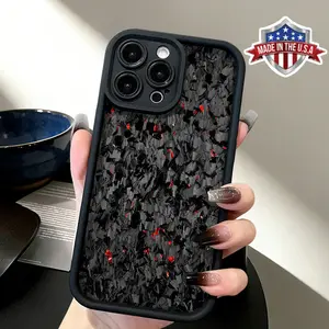 Carbon Fiber Texture Phone Case with Red Accents, Cool Aesthetic Design, Slim Lightweight Silicone TPU Cover, Shockproof Anti-Drop Protective Durable for iPhone 17, 16, 15, 14 Pro Max, 13, 12, 11, XR, XS Plus Air
