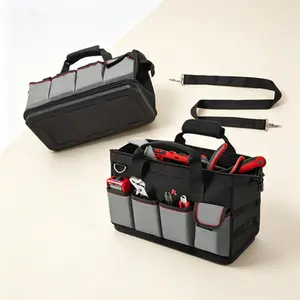 16.5 Inch Heavy Duty Tool Bag Organizer, Waterproof Sturdy Bottom with Soft Handle Large Zipper, Ideal for Mechanics Electrician Handyman HVAC, Great Gift for Dad
