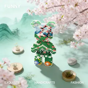 1448pcs Sakura Bear Building Blocks Set, Creative DIY Toy Decoration, Micro Particles Craft Kit, Home Living Room Decor Gift