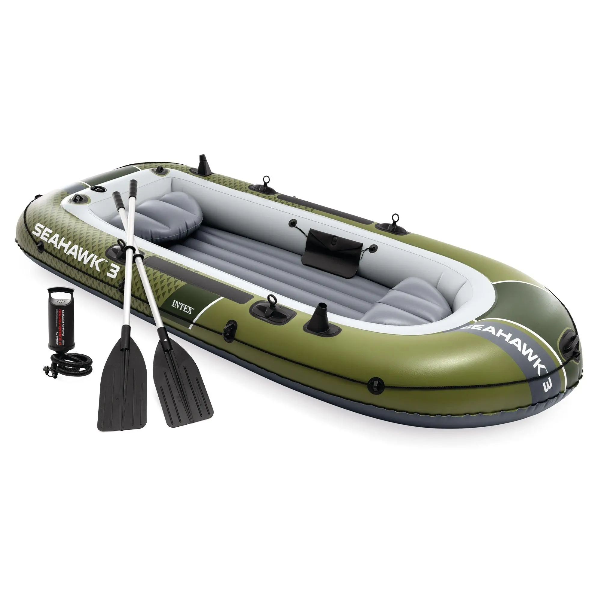 INTEX 66333EP Seahawk 3 Inflatable Boat Set with 54" Oars, Pump, & Rod Holders INTEX 66333EP Seahawk 3 Inflatable Boat Set with 54" Oars, Pump, & Rod Holders