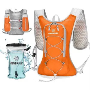Lightweight Hydration Backpack with 1.5L Water Bladder, CROSSGEAR Hiking Backpack for Men Women, Hydration Pack for Cycling Hiking Running, Orange