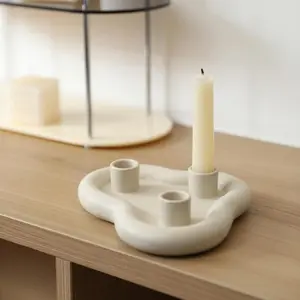 Simple Style Ceramic Candle Holder Decor, Home Dining Table Christmas Atmosphere Desk Decoration, Elegant Desktop Ornament for Festive Season