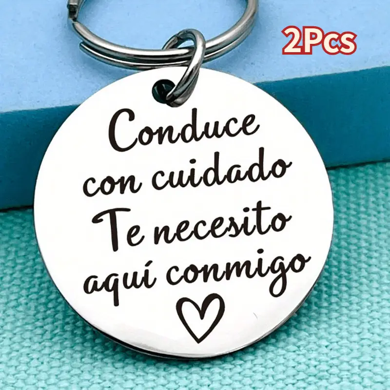 2Pcs Engraved "Drive Safe" Stainless Steel Keychain - Charm, EDC, Gender-Neutral Keychains - Adjustable Safety Harness Leash, Perfect Gift for Dad, Boyfriend on Valentine's Day, Charm Keychains