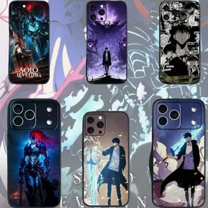Solo L-Leveling-ES Anime Phone Case – Black Soft TPU Protective Cover for iPhone 17–12 Pro Max/Plus – Otaku Gift for Fans