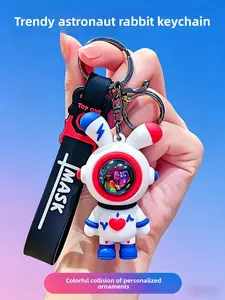 1pc Kawaii Space Bunny Key Ring - 3D Silicone Astronaut Pendant for Backpack & Car Keys  Silicone Astronaut Keychain with Lanyard - Anti-Lost Space Rabbit Pendant for Keys