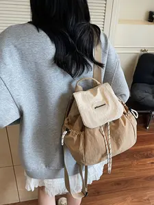 Women's Colorblock Shoulder Bag Small Backpack, Cute Versatile Backpack, Lightweight Casual Drawstring Bag, Ideal for College Students Daily Commute