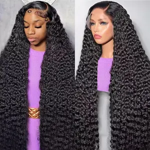 Idoli 30 Inch Deep Wave Human Hair Wig 13x4 13X6 HD Transparent Lace Front Wigs Pre Plucked with Baby Hair 36 Inch Curly Frontal Wigs for Women Human Hair