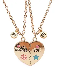 Magnetic Pendant Set for Mothers and Daughters, Simple Heart Design, Alloy Chain, Perfect Gift with Box, All Seasons Wear