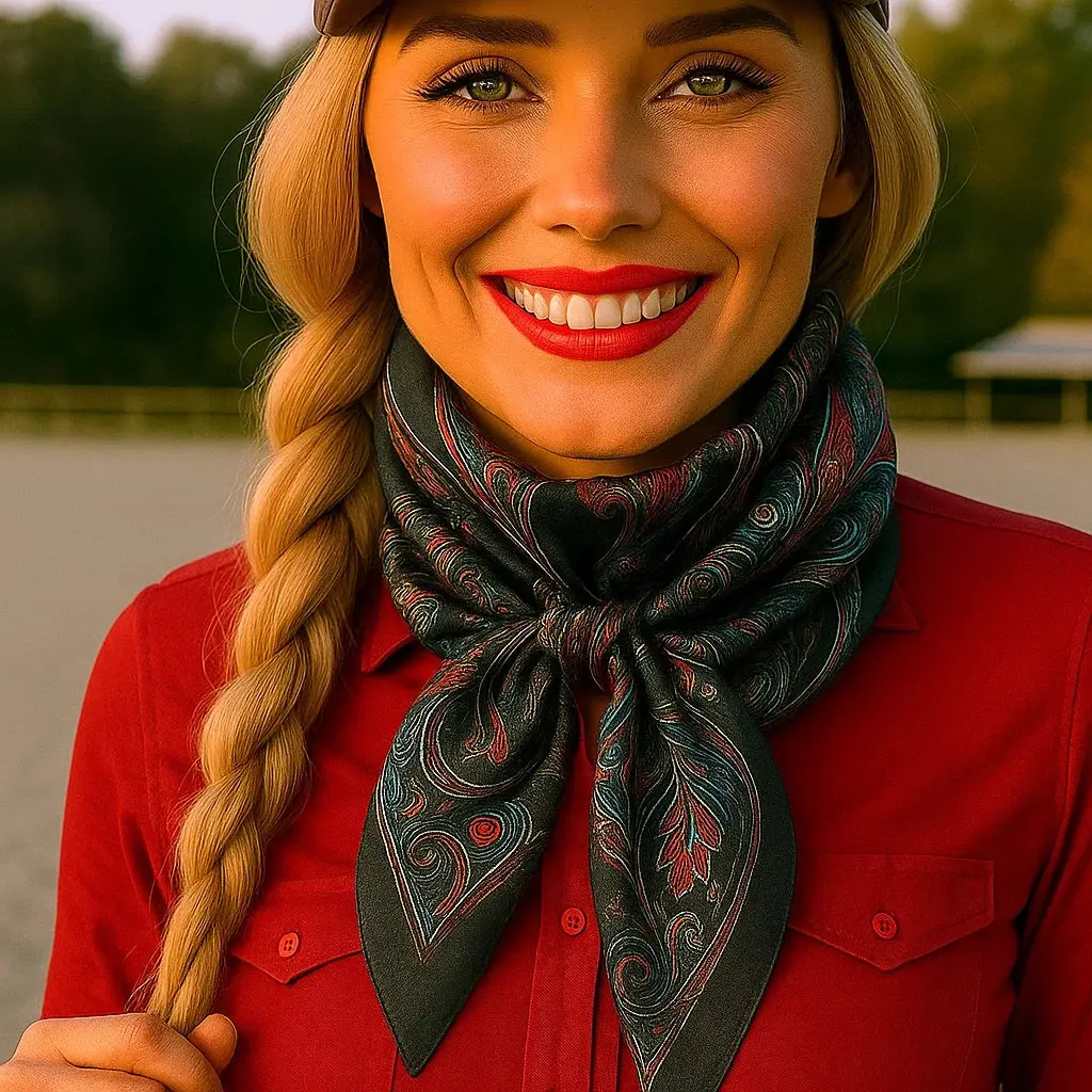 Black Floral Wild Rag - Western Scarf