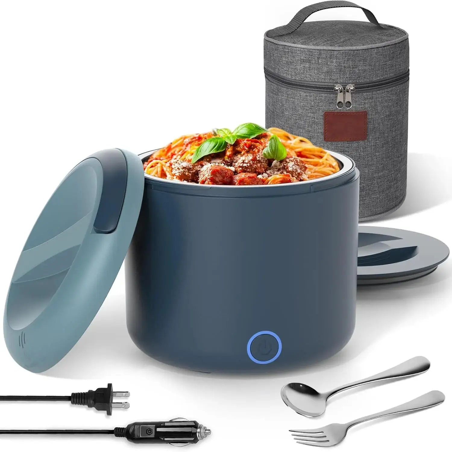 41oz Electric Lunch Box Food Warmer – 100W Leakproof Portable Heated Lunch Container for Office, Car, Truck, Camping, 12V/24V/110V/220V Meal Prep Heater, Driver Trucker Gift For Women Men