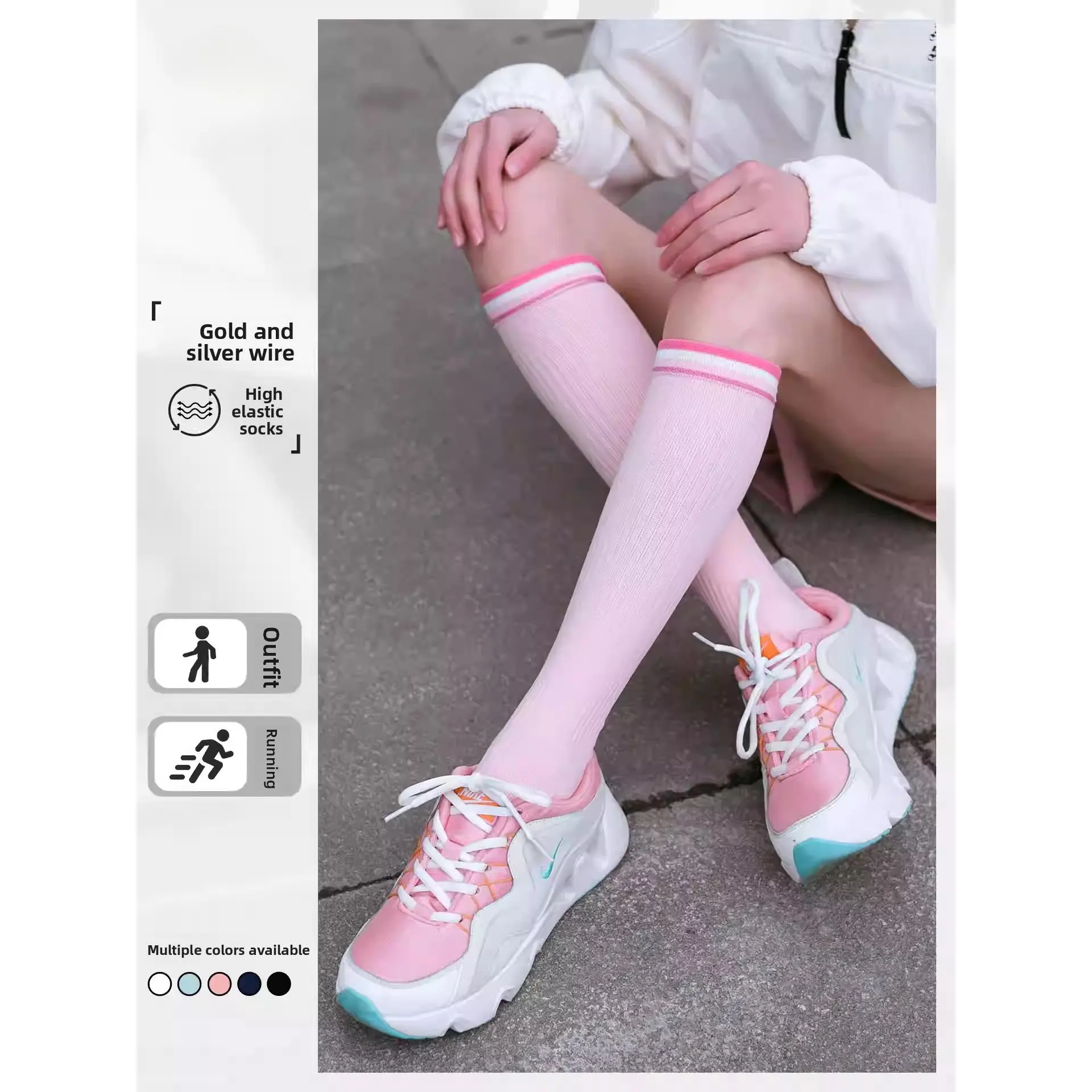 SPORT'S HOUSE 3 Pairs Women’s Compression Knee High Socks - Lightweight, Grip Design for Casual Sports, Breathable, Non-Slip for Running, Yoga & Cyclinggrip socks for soccercompression socks women