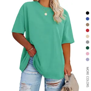 Danedvi Lady's Plus Size (XL-5XL) Oversized Fashion Tunic Shirt - Soft, Comfortable, Chic Basic Half-Sleeve Round Neck Summer Top, Suit for Pairing with Skinny Leggings