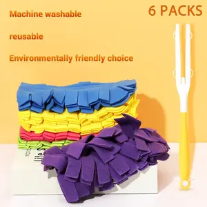 Duster Refills for Swiffer Electrostatic Dust Removal Brush Multisurface 360Â° Larger Size with 4X Microfibers Unscented Disposable Machine Washable Reusable 6 Packs - Cleaning, Home Cleaning Products