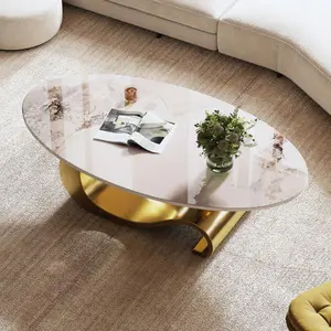 Bellemave Marble Coffee Table - Sculptural Stainless Steel Base, Adjustable Leveling Legs for Stability, Perfect for Modern Avant-Garde Living Rooms