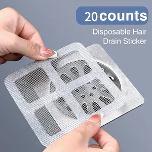 20Counts Disposable Shower Drain Cover Hair Catcher, Mesh Stickers for Shower Drain, Bathroom, Kitchen, Sink, for Human and pet Hair
