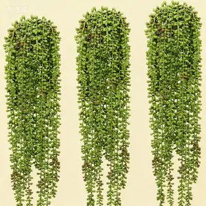 Artificial Hanging Succulents Plants 3 Pcs String of Pearls Plant Simulation Greenery for Home Garden Decor Indoor Outdoor Hanging Decor Fake Plants Without Pots Real Touch Foliage