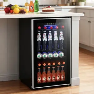 Antarctic Star 3.2 cu ft Beverage Refrigerator and Cooler, Mini Fridge with Reinforced Glass Door & LED Lighting Portable Freezer for Dorms & Kitchens