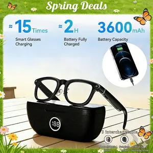 [Spring Deals] Tukio G1 Smart AI Translator Camera Glasses with Charging Case HD 4K Camera Surround Sound Bluetooth Calling UV Protection Photochromic Lenses for Travel Vlogs and Outdoor Adventures