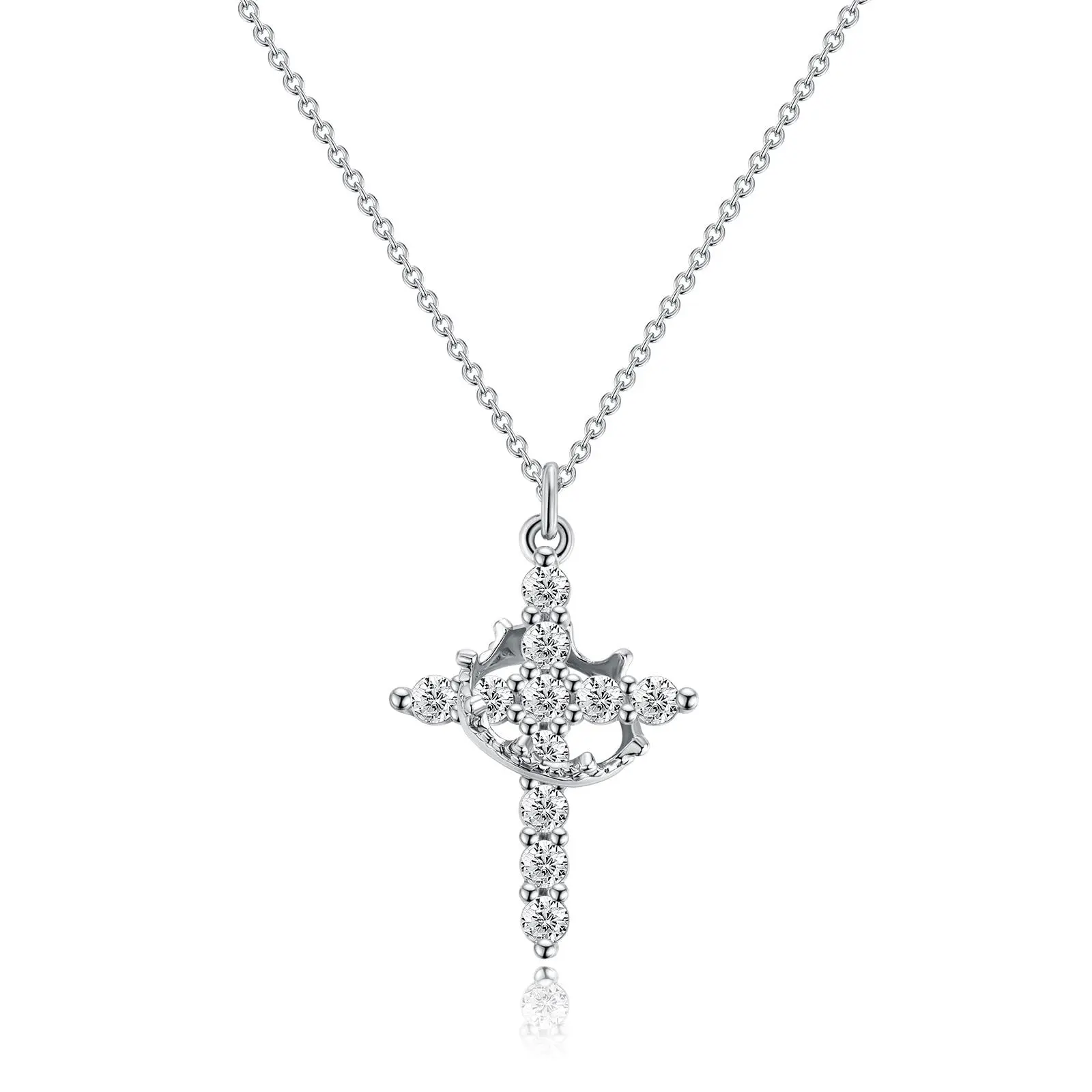 Unique new high-end pendant with a rotatable cross, crown, and circular necklace, a gift for girlfriends, women, and couples Unique new high-end pendant with a rotatable cross, crown, and circular necklace, a gift for girlfriends, women, and couples