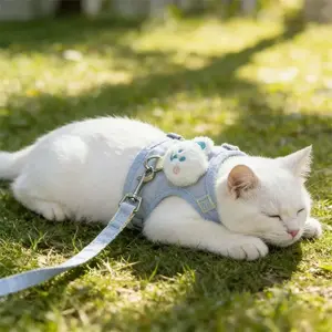 Cat harness Adjustable safety harness I-shaped anti-escape outdoor vest-style adjustable cat leash pet kitten chain for pet use only
