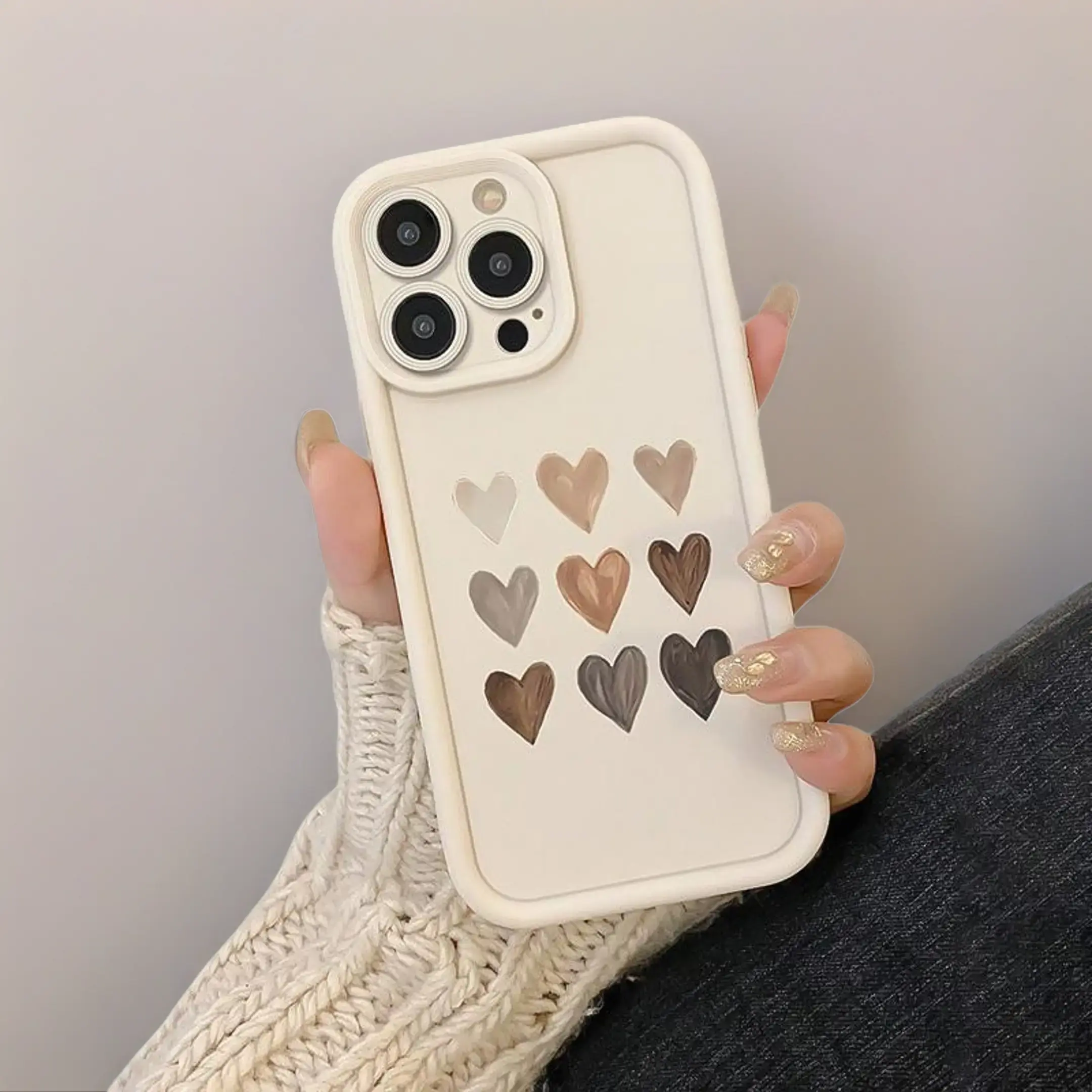 Creative Heart Pattern Protective iPhone Case - Durable, Stylish Full Protection Cover for iPhone 11,12,13,14,15 Plus,15 Pro Max,16 Pro Max,17 Air Cellphone Accessories, Protector