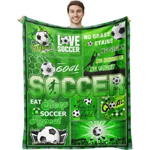 Soccer Blanket for Boys,Men Ultra Soft Warm Flannel Throw Blankets,Soccer Team Soccer Lover Gifts for Kids Teens Adults,Soccer Mom Player Gifts,Soccer Party Favors Stuff,50"x60"