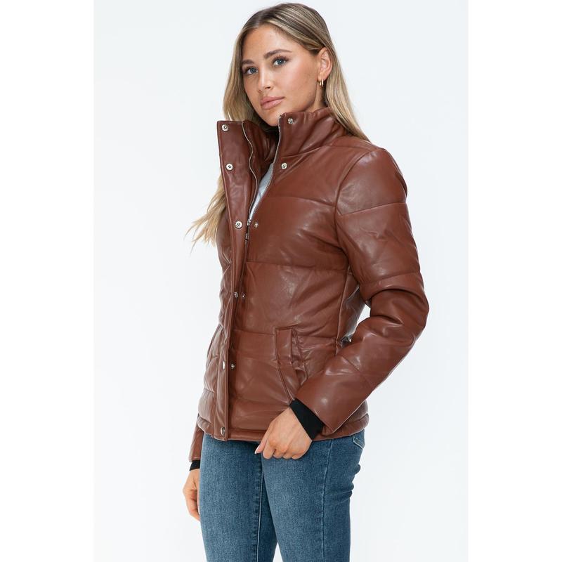YMI Pocketed Zip Up Turtleneck Puffer Jacket