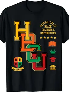 Cotton HBCU Historically Black Colleges & Universities Alumni T-Shirt - Heavyweight Pure Cotton Retro HBCU Graphic Tee with HBCU Map/ Collage - Unisex for men & Women Casual Wear, Alumni Events, - 220G